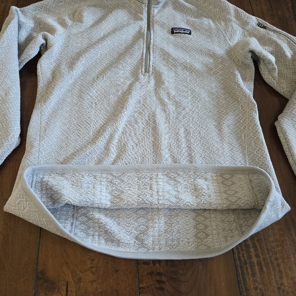 Patagonia Womens Better Sweater Jacket Zip Frozen Jaquard Salt Grey 1/4 Sz L - Picture 9 of 12